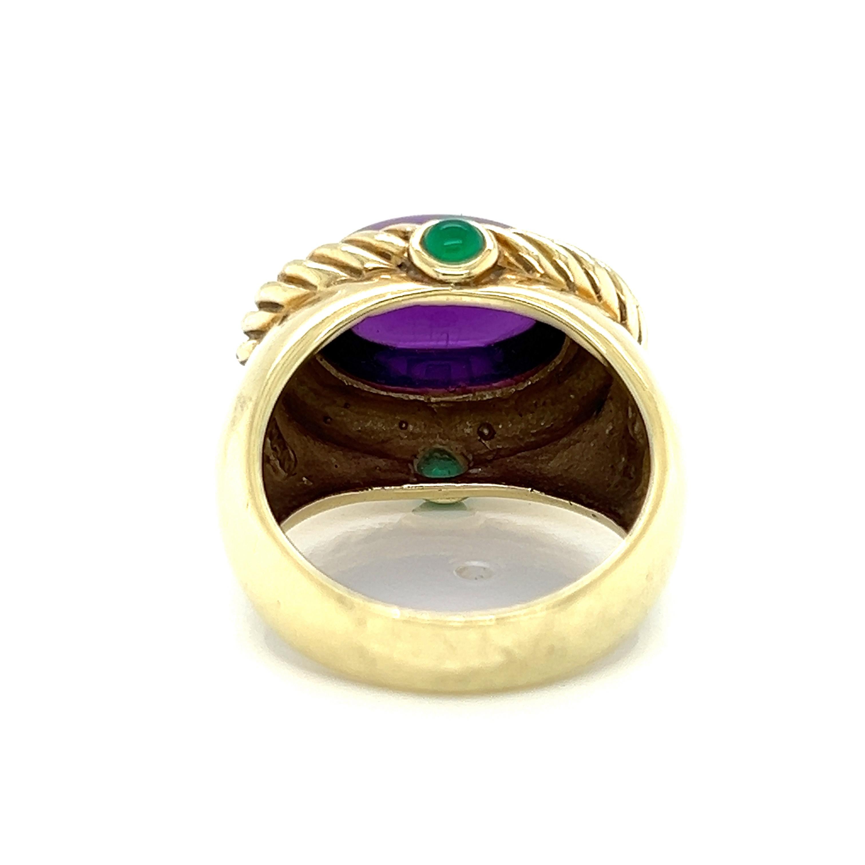 David Yurman, bague câble en or jaune 14 carats avec améthyste et émeraude - Taille 7 Bon état - En vente à Boca Raton, FL