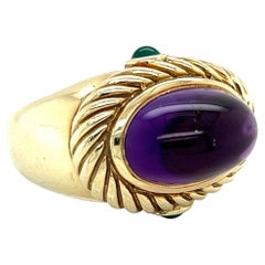 David Yurman Amethyst Smaragd 14k Gelbgold Kabelring - Größe 7