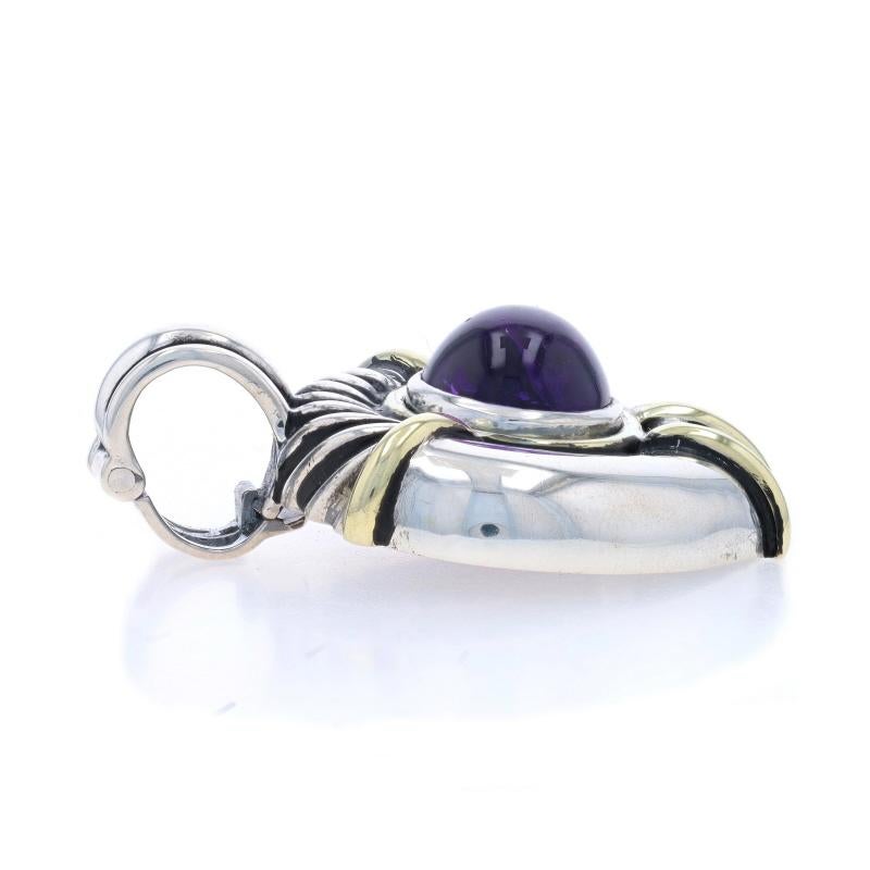 Taille ovale David Yurman Pendentif clip améthyste en argent sterling 925 et or jaune 14 carats en vente