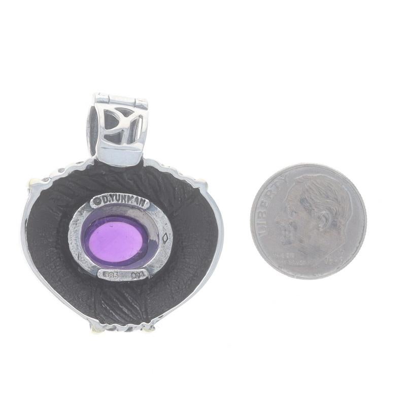 David Yurman Pendentif clip améthyste en argent sterling 925 et or jaune 14 carats Excellent état - En vente à Greensboro, NC