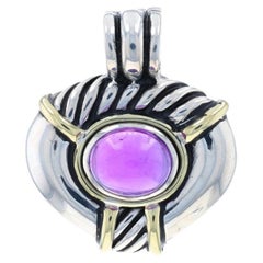 David Yurman Amethyst Enhancer Clip Pendant - Sterling 925 Yellow Gold 14k Cable