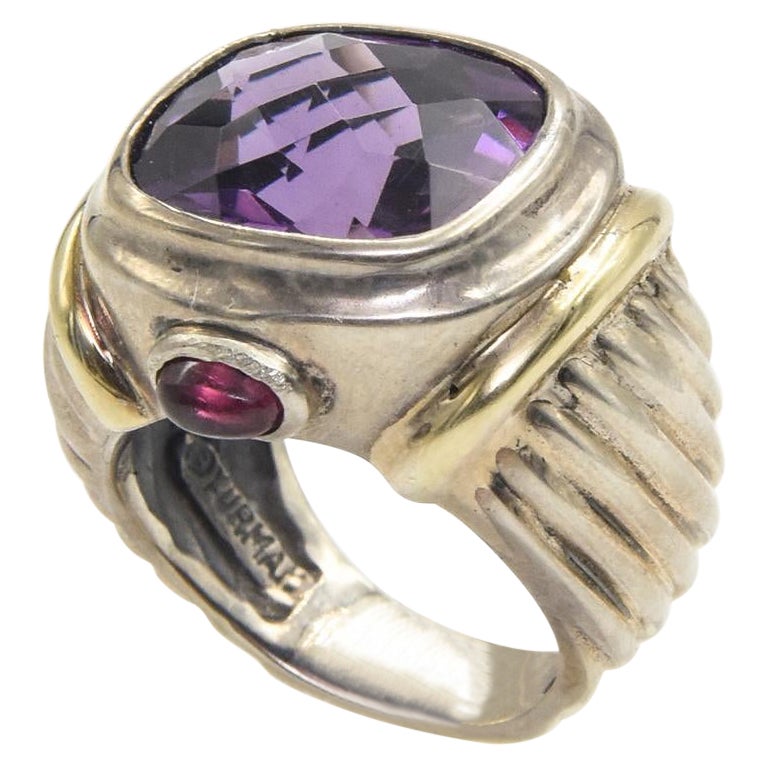 Kabelring mit Amethyst und Granat aus Sterlingsilber und Gold von David Yurman