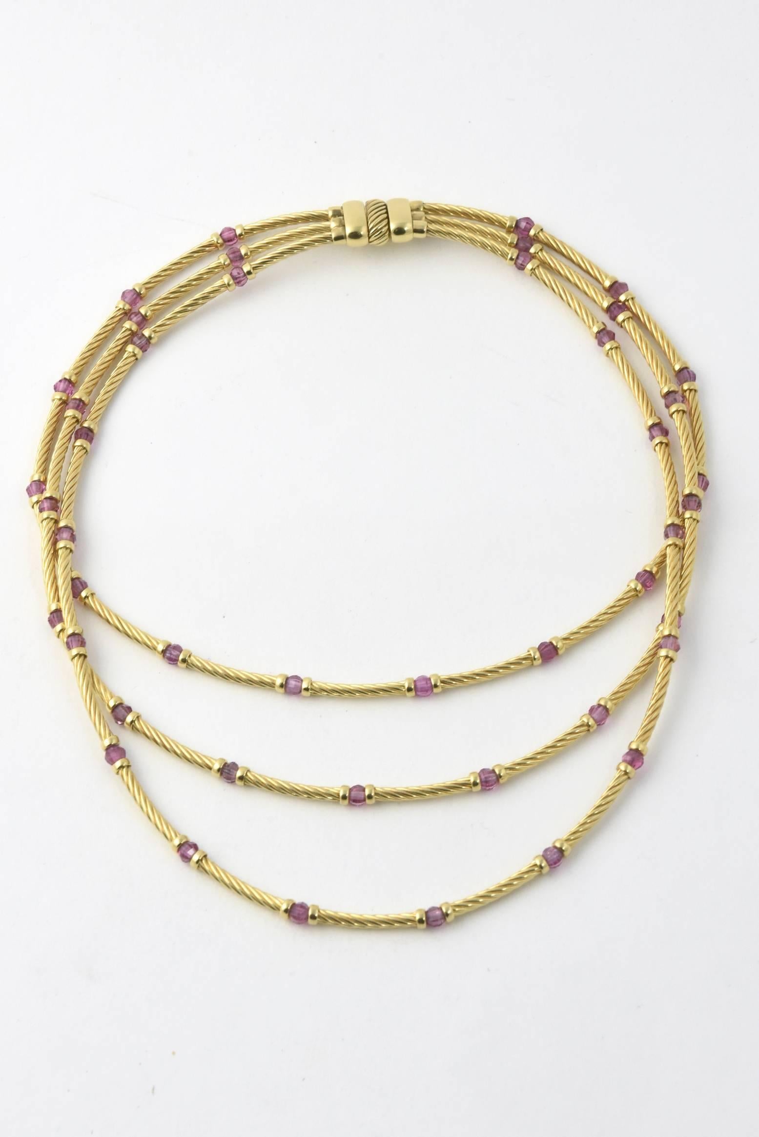 Women's David Yurman Amethyst Gold Cable Necklace