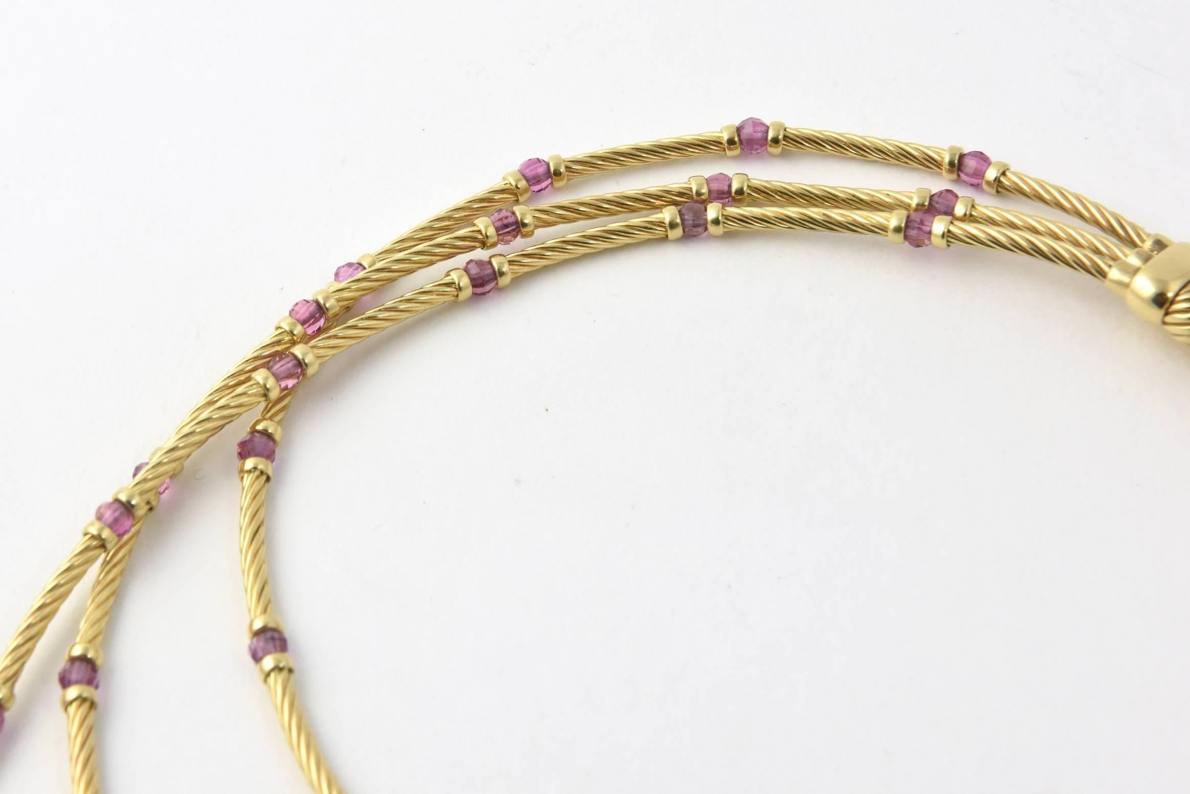 David Yurman Amethyst Gold Cable Necklace 1