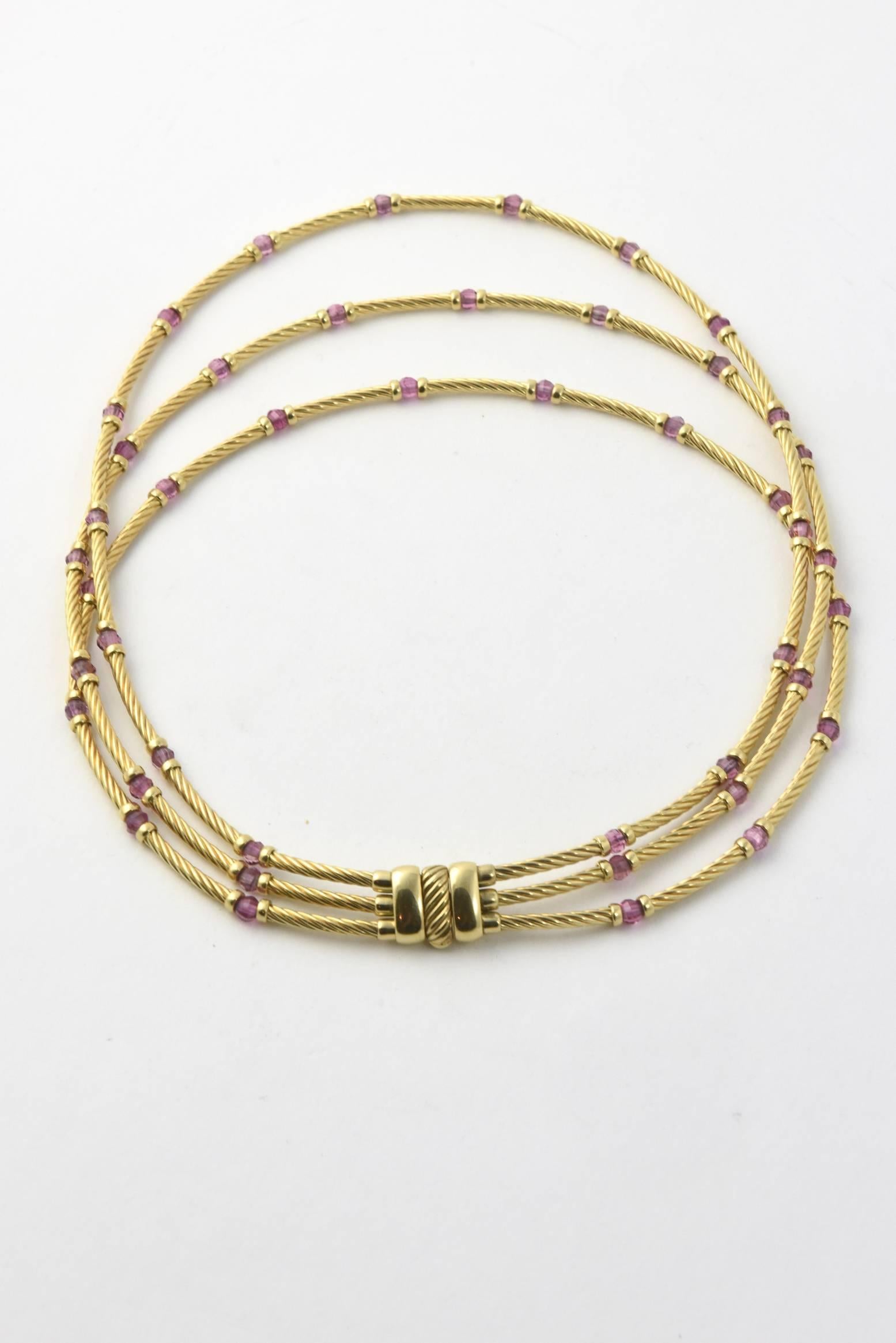 David Yurman Amethyst Gold Cable Necklace 2