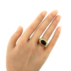 David Yurman Ring aus 14-karätigem Gelbgold mit Amethyst, grünem Onyx und Kabelmuster, Ringgröße 7