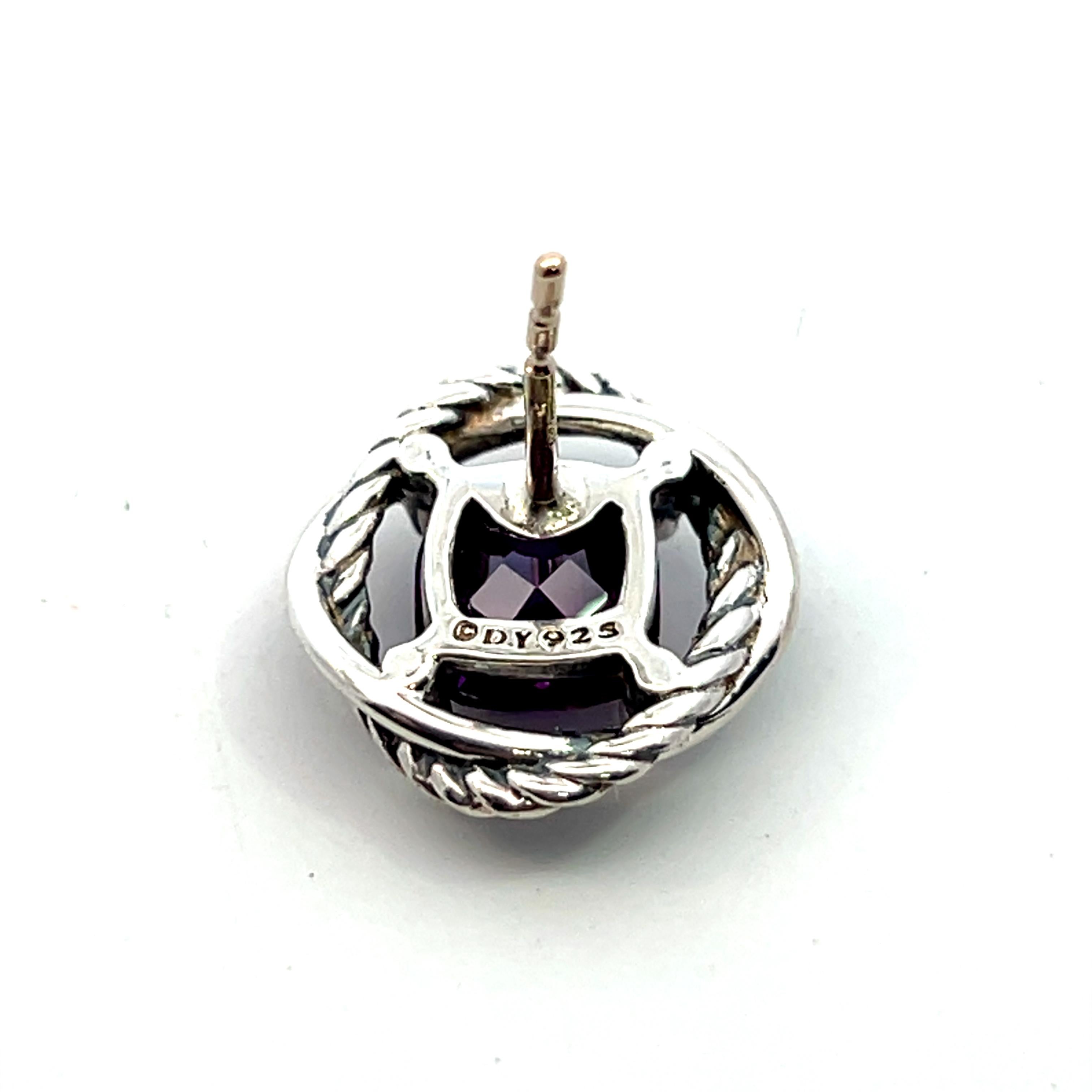 Women's David Yurman Amethyst Infinity Earrings Silver Estate For Sale