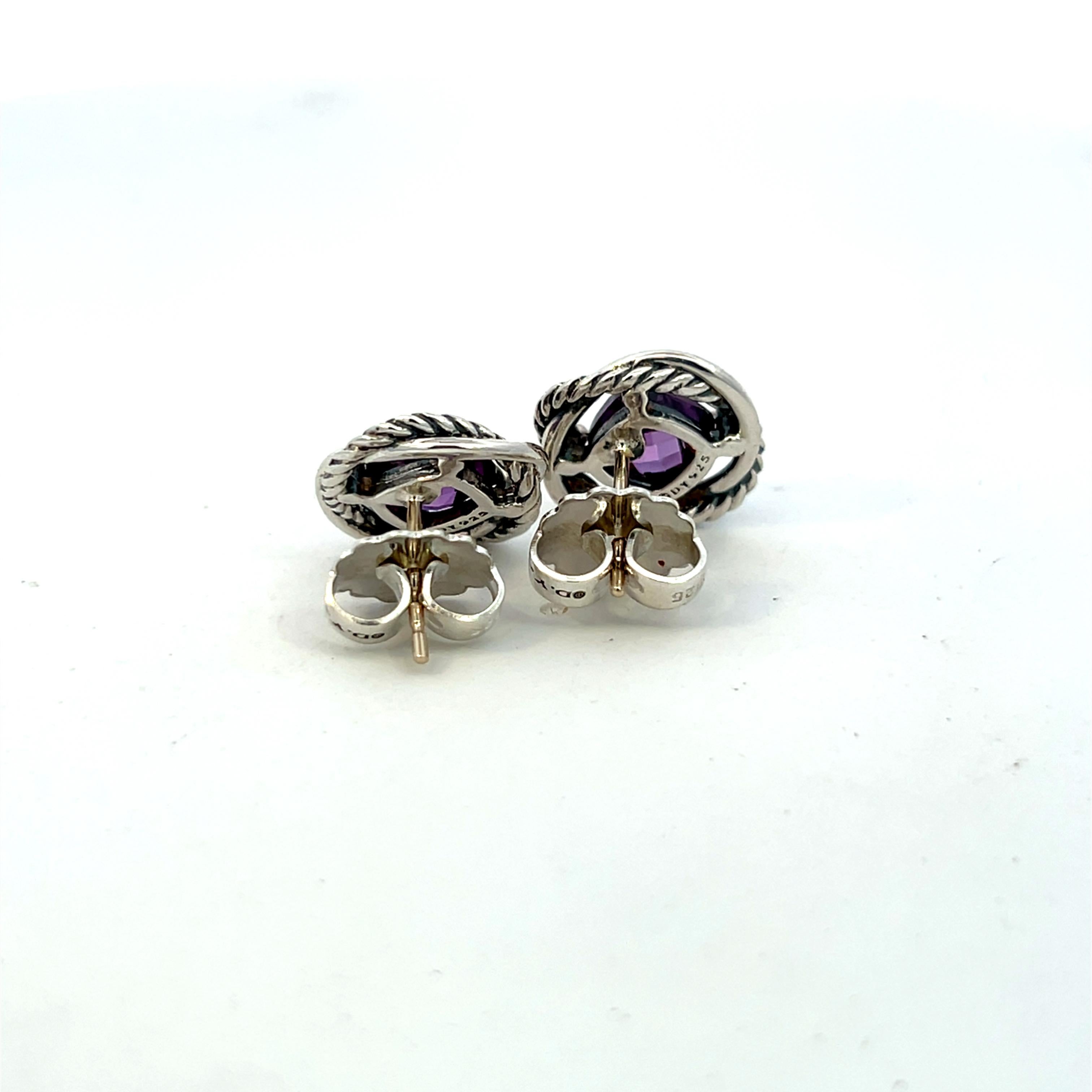 David Yurman Amethyst Infinity Earrings Silver Estate For Sale 2