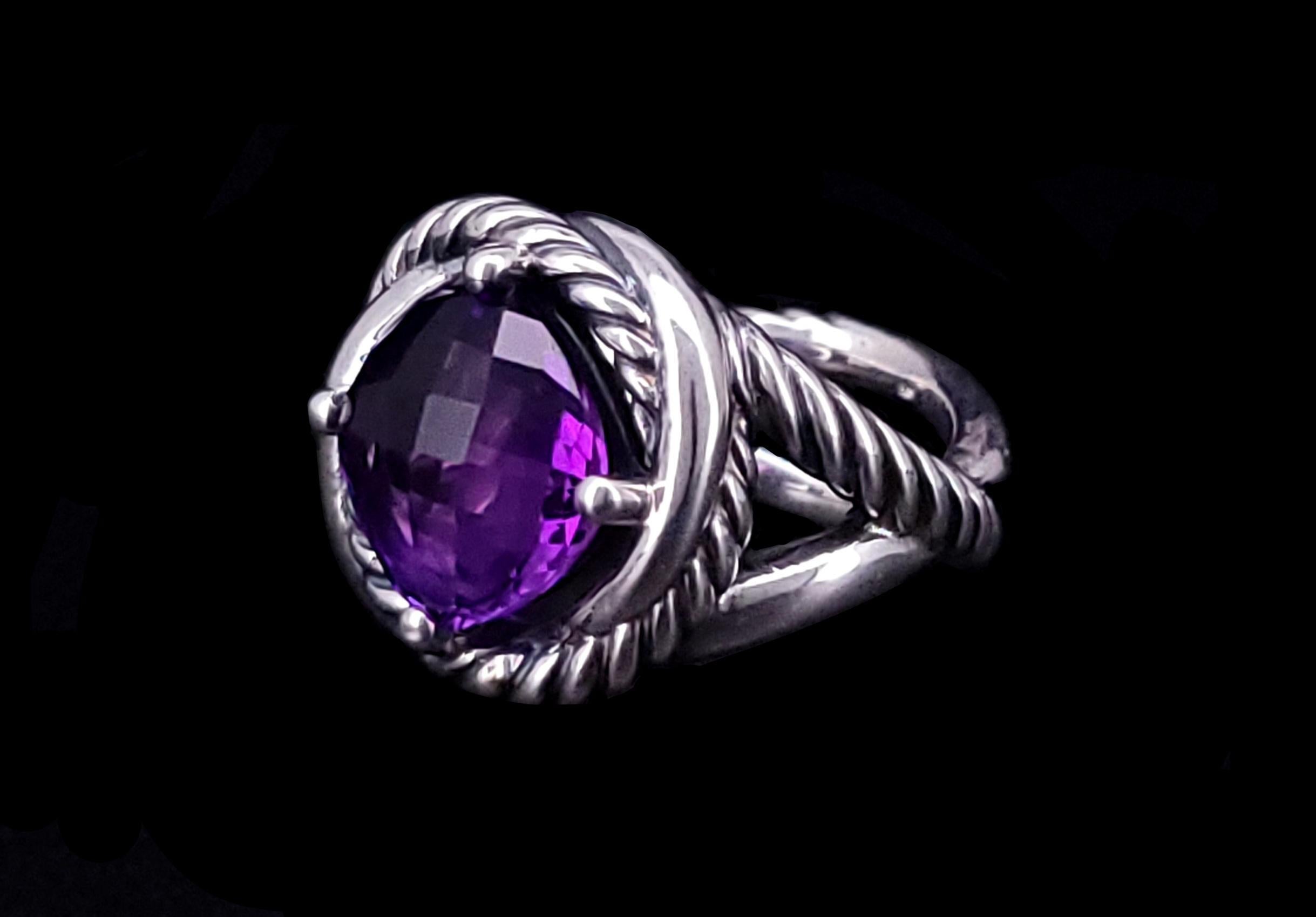 Brand: David Yurman
Amethyst Infinity Ring
Material: Sterling Silver925
Ring Size: 6.5
Amethyst Measures: 10.9mm
Ring Width:18mm X 17.2mm
Condition: Pre-owned
DY* Pouch Included