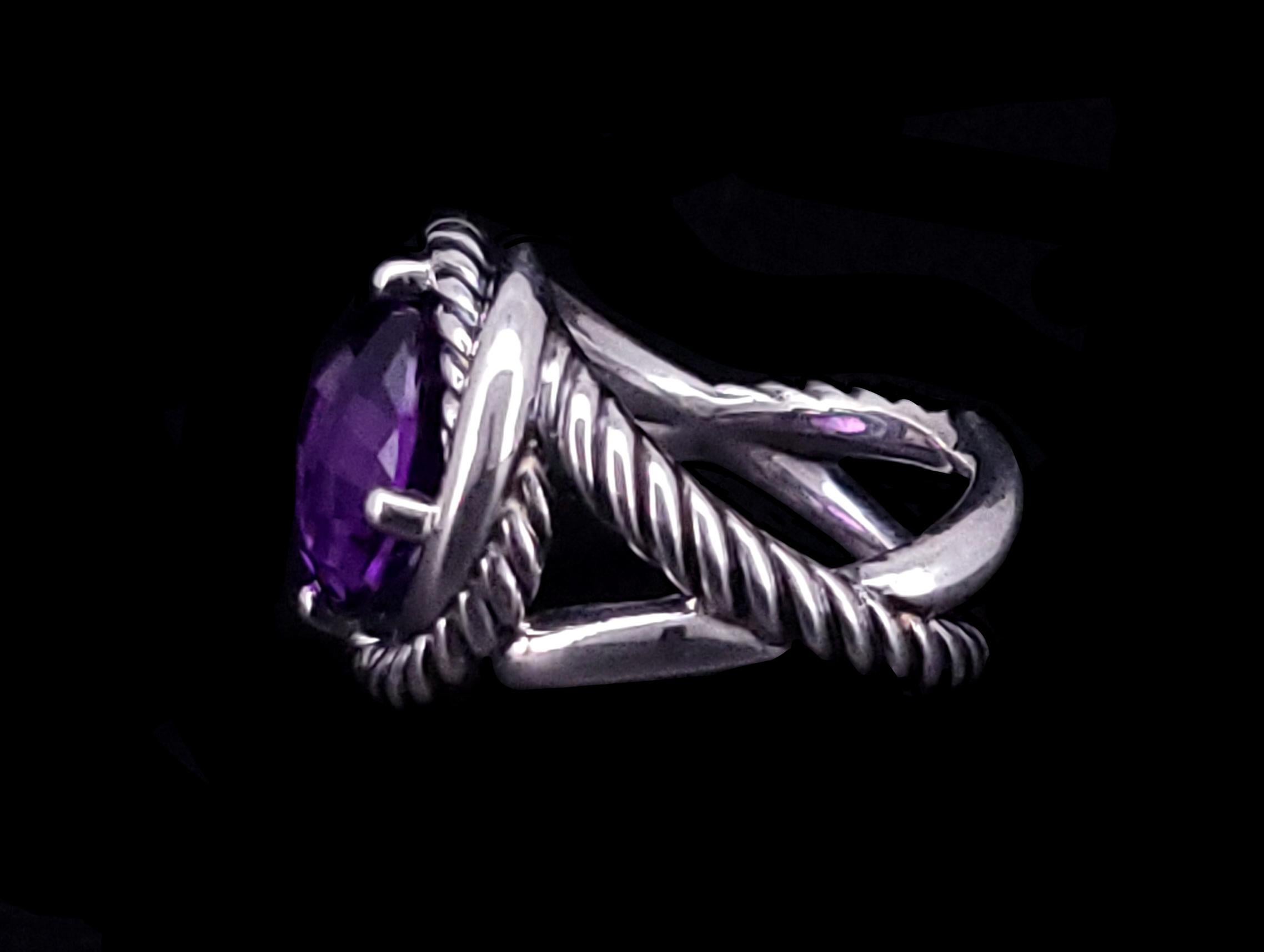 David Yurman Amethyst Infinity Ring Size 6.5 Sterling Silver (Kissenschliff) im Angebot
