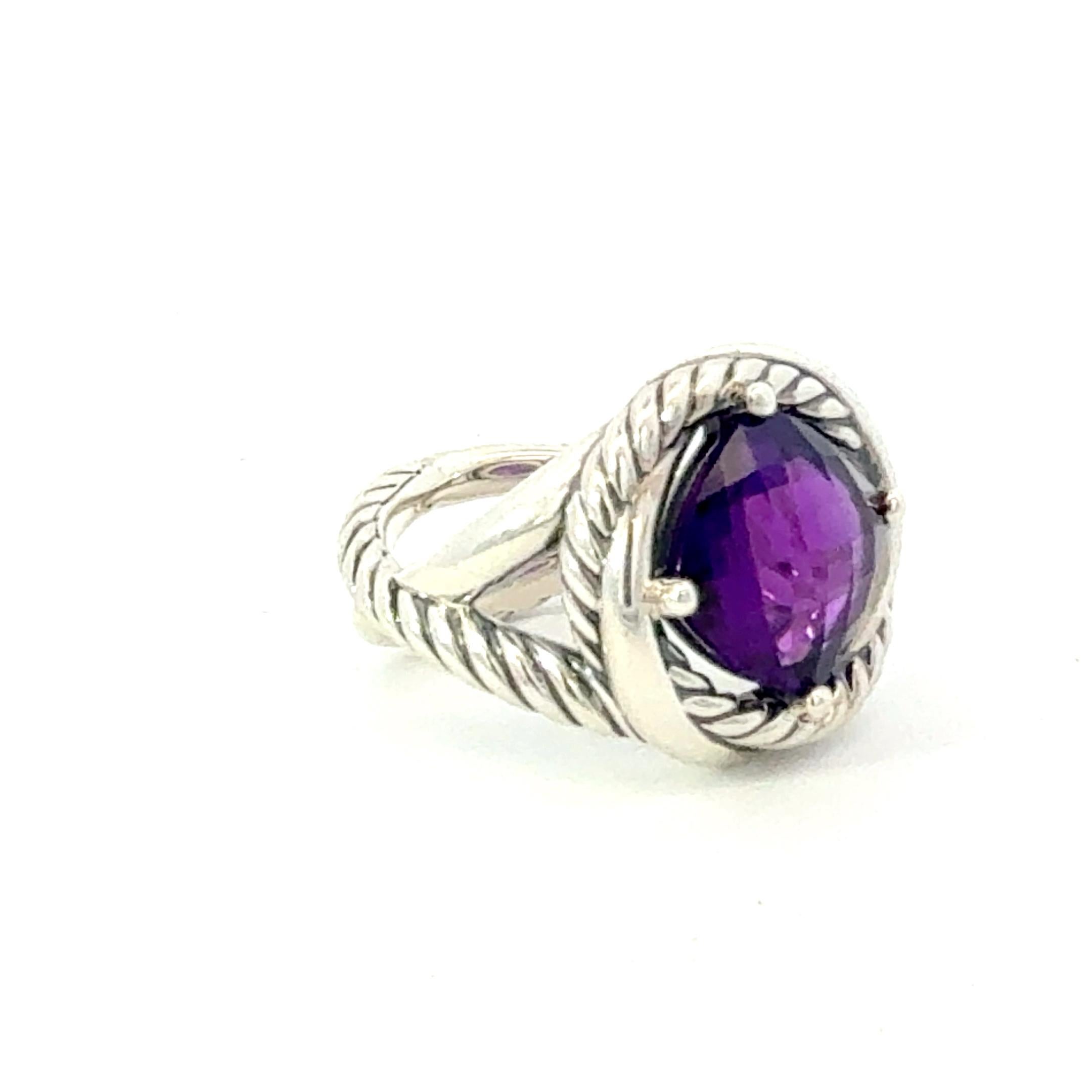 David Yurman Anello di ametista misura 7 in argento sterling Estate In condizioni buone in vendita a Brooklyn, NY
