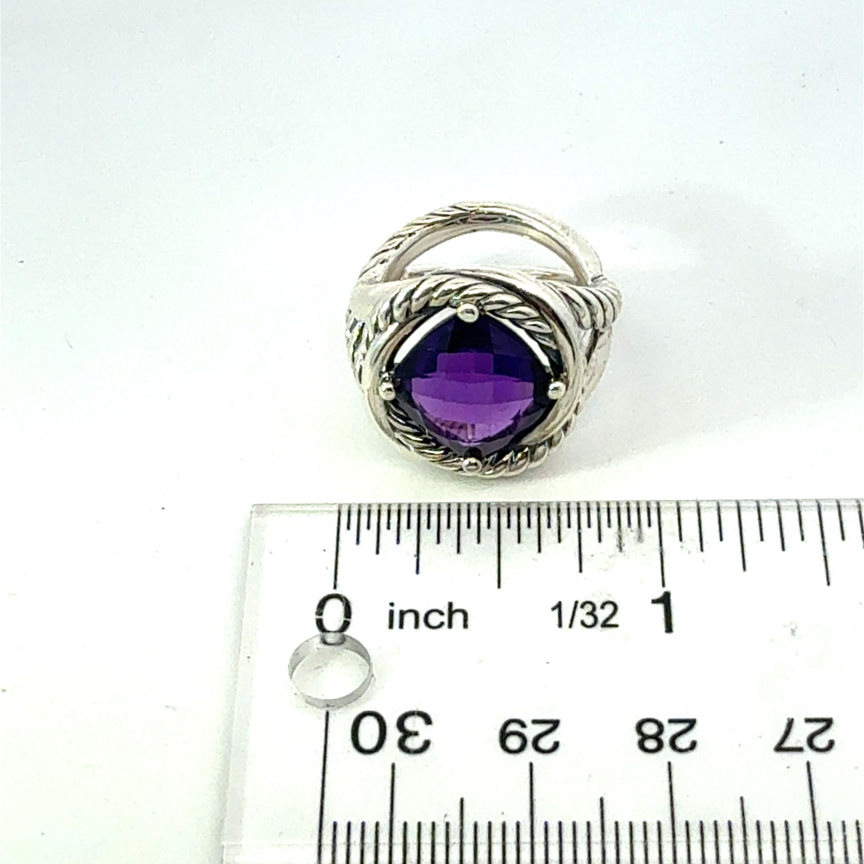 Donna David Yurman Anello di ametista misura 7 in argento sterling Estate in vendita