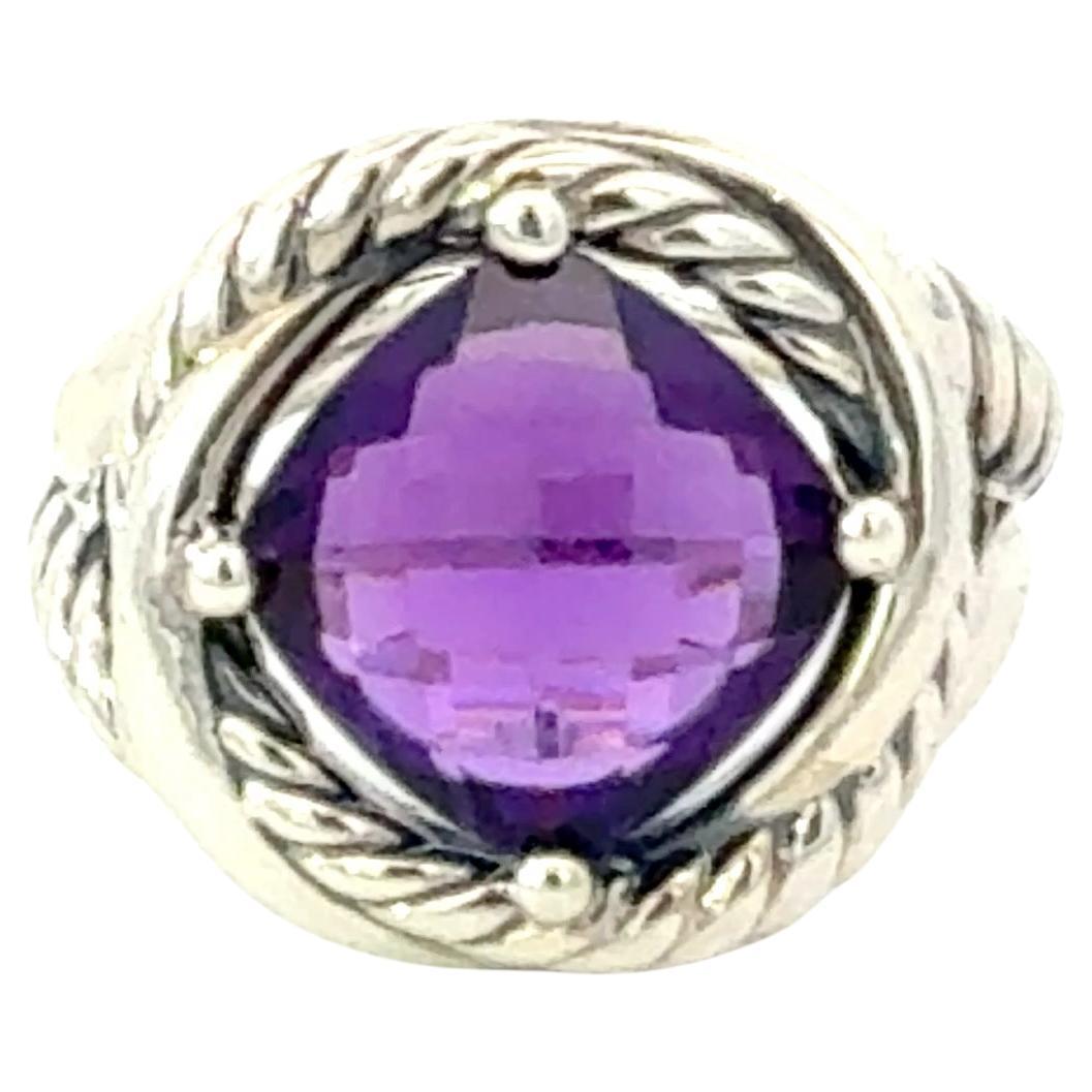 David Yurman Amethyst Ring Size 7 Sterling Silver Estate