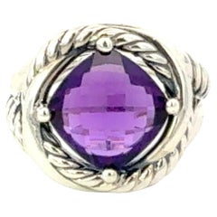 David Yurman Amethyst Ring Size 7 Sterling Silver Estate
