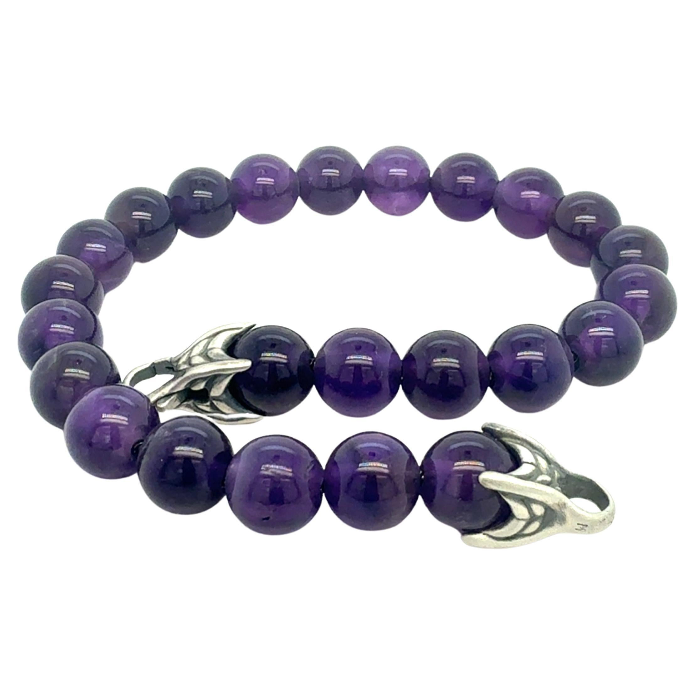 David Yurman Amethyst Spiritual Beads Bracelet 8" 8 mm Silver Estate