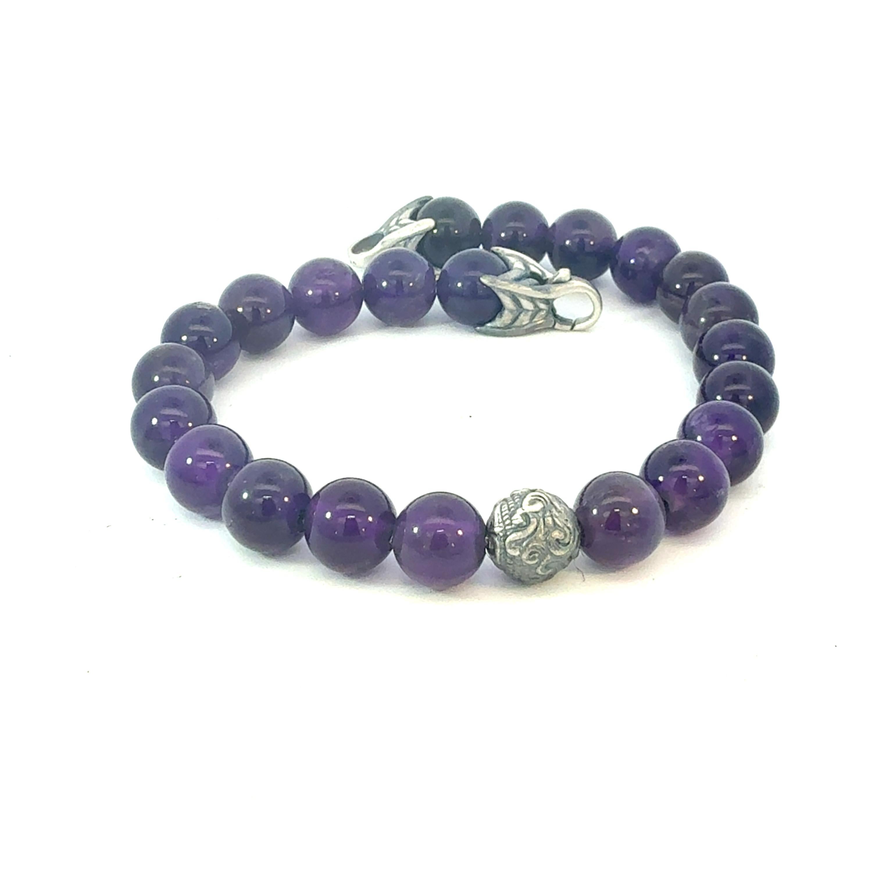 Round Cut David Yurman Amethyst Spiritual Beads Bracelet 8