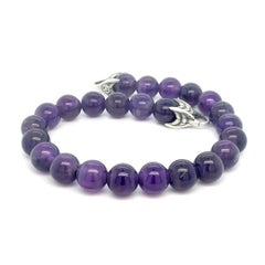 David Yurman Amethyst Spiritual Beads Bracelet 8" 8 mm Sterling Silver Estate