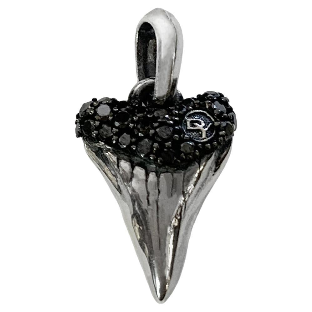 David Yurman Amulets Shark Tooth Pendant with Black Diamonds For Sale