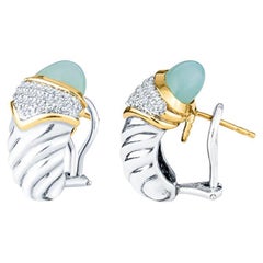 David Yurman Aqua Chalcedony & Diamond Shrimp Earrings