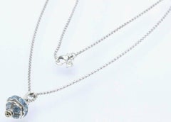 David Yurman Aquamarine Jewels Bead Ball Pendant Necklace SS & 18k YG