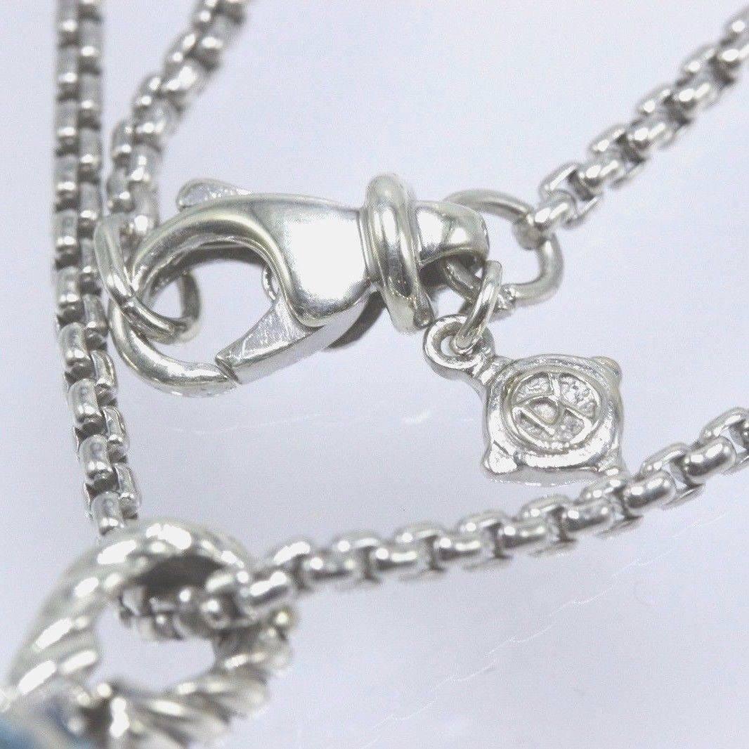 David Yurman Aquamarine Jewels Bead Ball Pendant Necklace SS & 18k YG For Sale 1