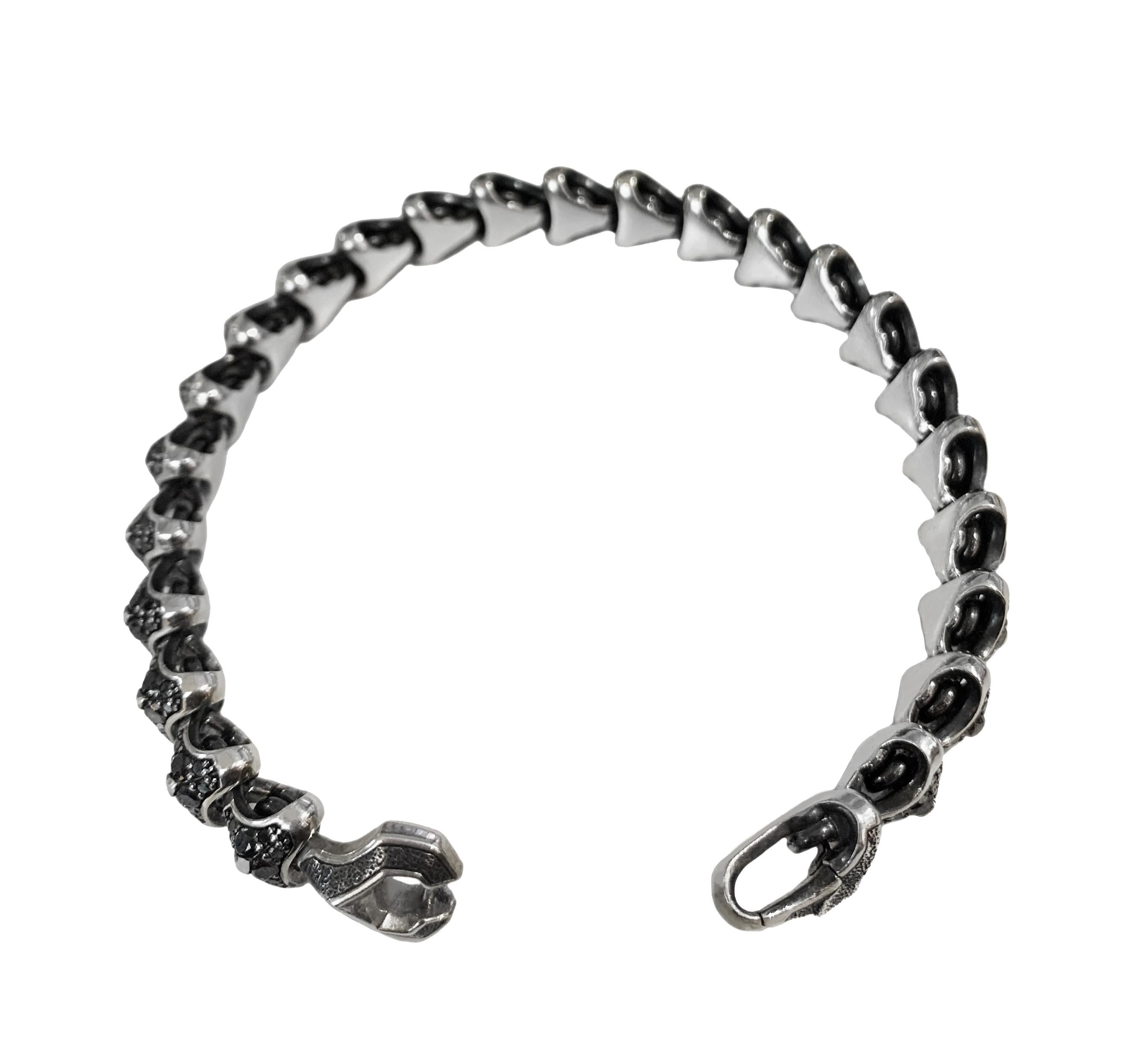 -Mint condition
-Inner circumference: 7”
-Sterling silver
-Pavé black diamonds, 5.04 total carat weight
-Bracelet, 9.5mm wide 
-Push Clasp
-David Yurman pouch is included
-Retail: $4800