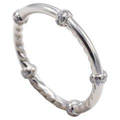 David Yurman Astor Single Row Pavé Diamond Wrap Platinum Wedding Band Ring