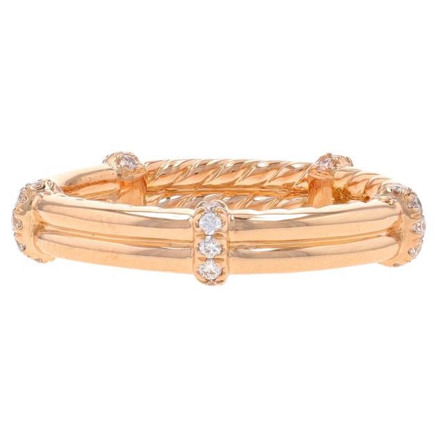 David Yurman Astor Two Row Pavé Wrap Diamond Band - Rose Gold 18k Ring Sz 5 1/2 For Sale
