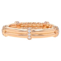 Used David Yurman Astor Two Row Pavé Wrap Diamond Band - Rose Gold 18k Ring Sz 5 1/2