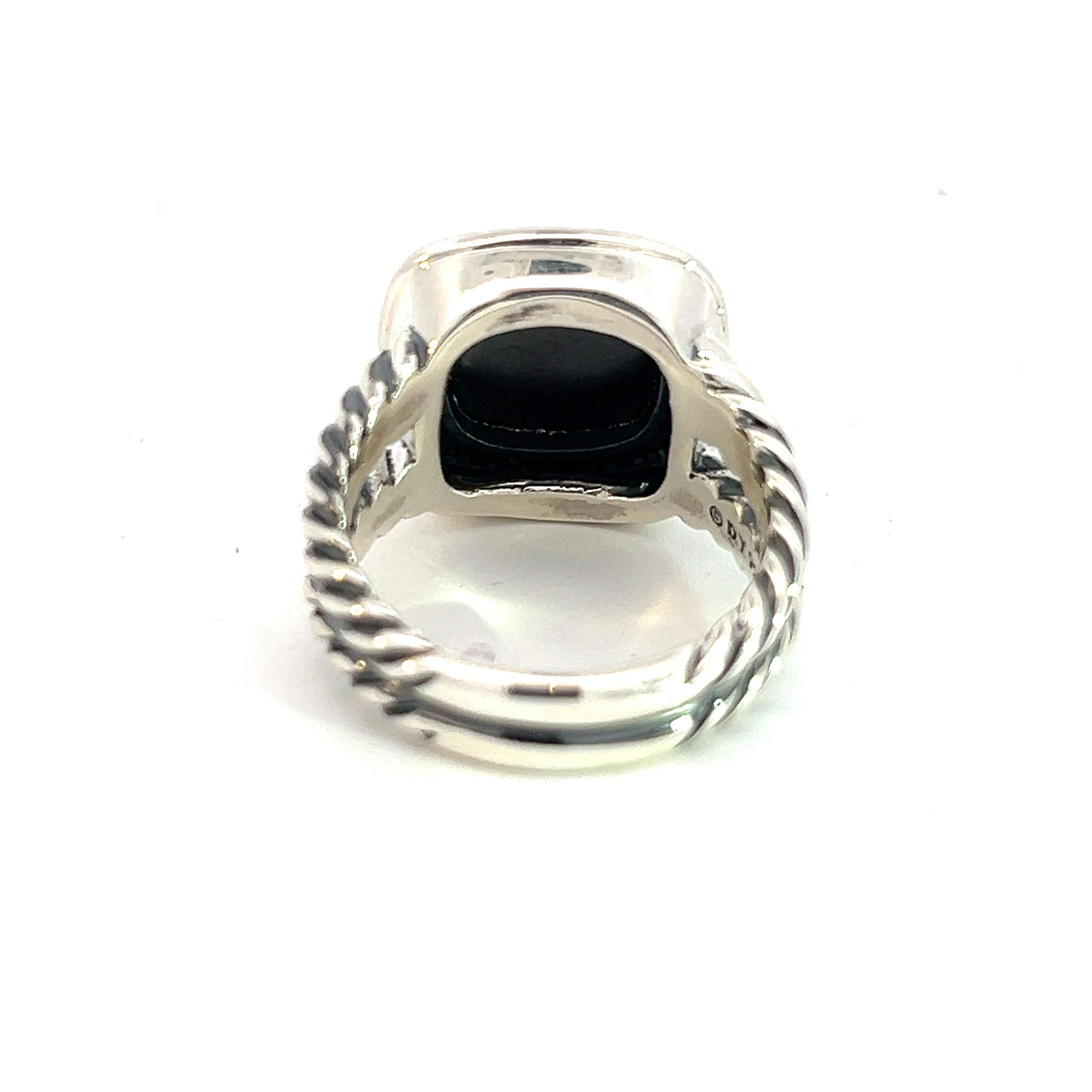 David Yurman Authentic Black Orquid Diamond Albion Ring 7.5 0.22 Ct Sil 15 mm 1