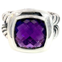 Retro David Yurman Authentic Estate Amethyst Albion Ring 6 Silver 11 mm