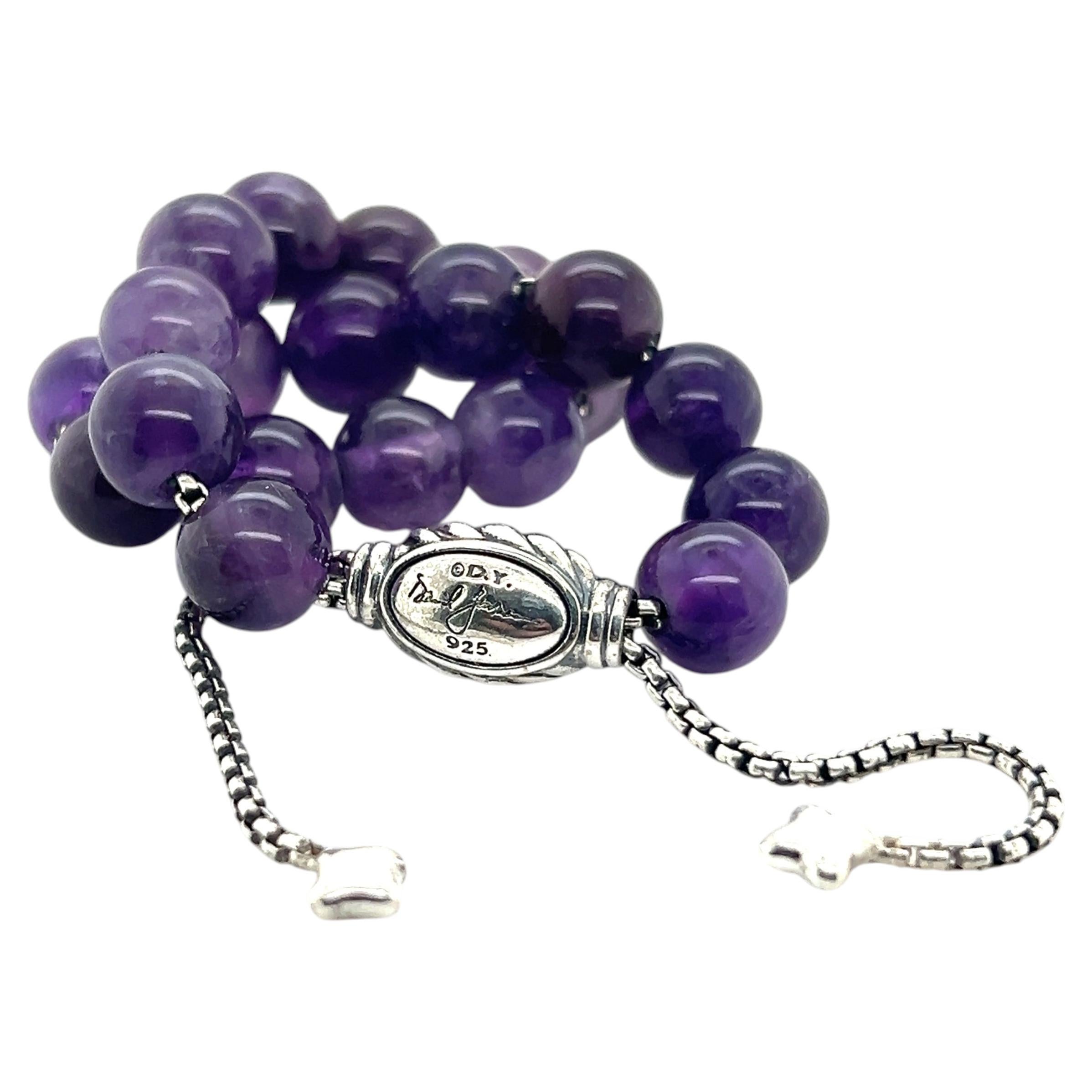 David Yurman Authentic Estate Amethyst spirituelle Perlen Armband 6,6 - 8,5"