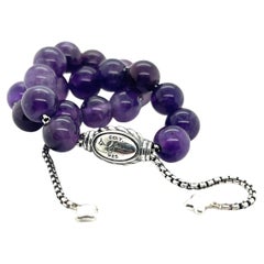 David Yurman Pulsera de cuentas espirituales de amatista auténtica 6,6 - 8,5 pulgadas