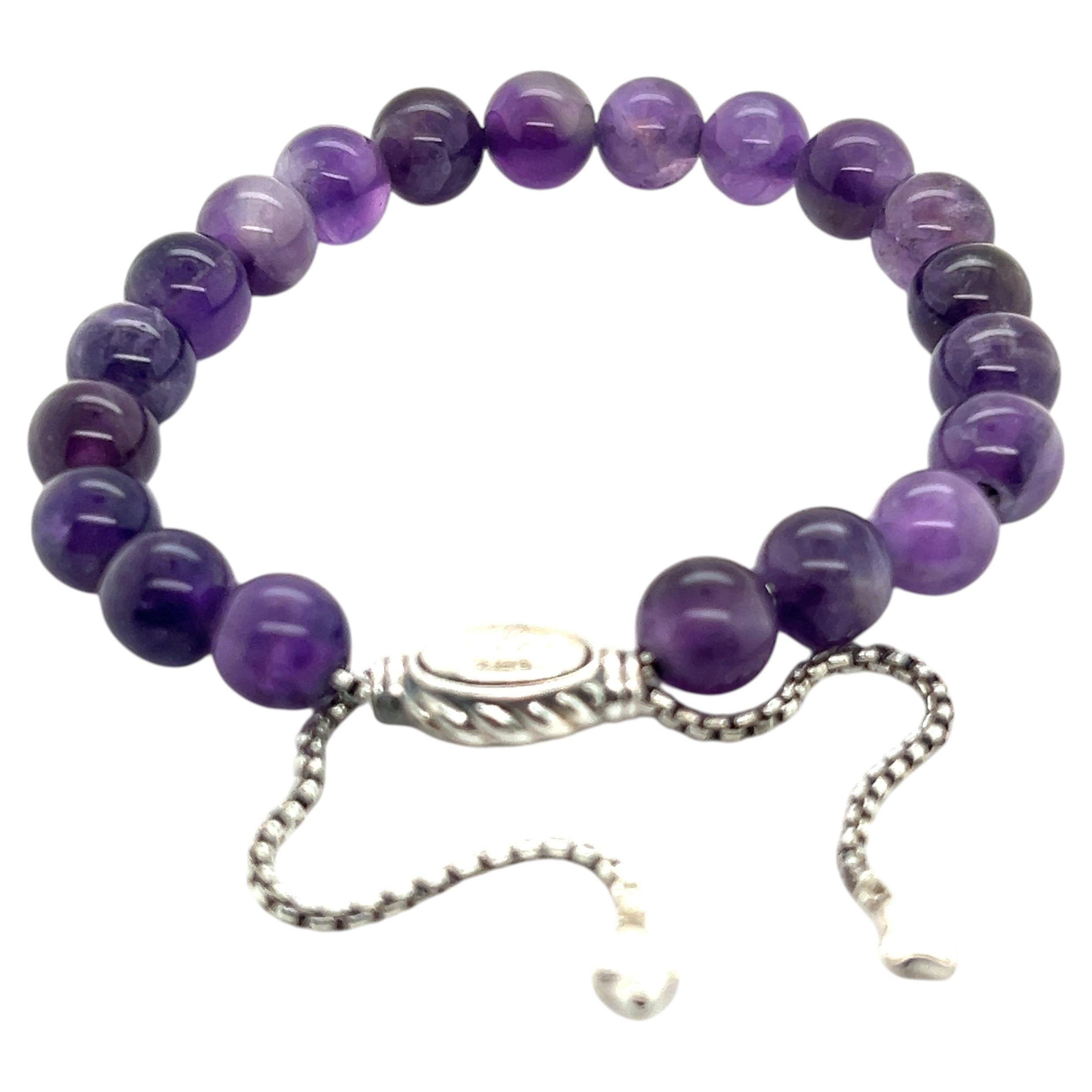 David Yurman Authentic Estate Amethyst Spiritual Beads Bracelet 6.6 - 8.5" (Bracelet de perles spirituelles en améthyste)