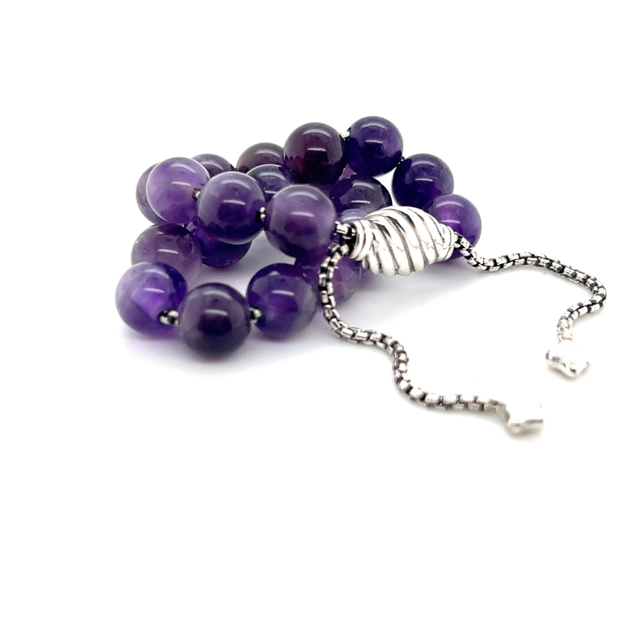 Authentic David Yurman Estate Amethyst Spiritual Beads Bracelet 6.6 - 8.5