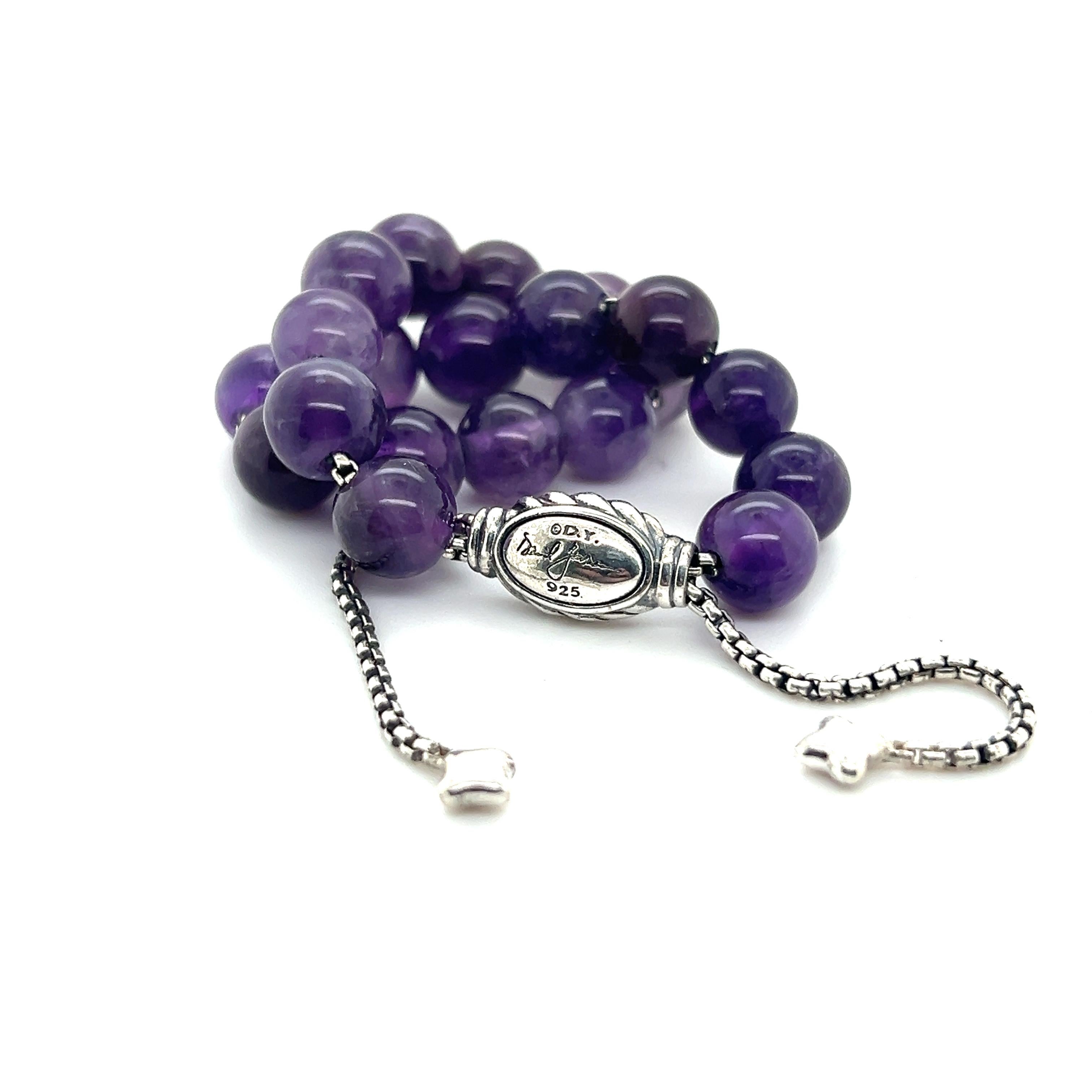 Ball Cut David Yurman Authentic Estate Amethyst Spiritual Beads Bracelet 6.6 - 8.5