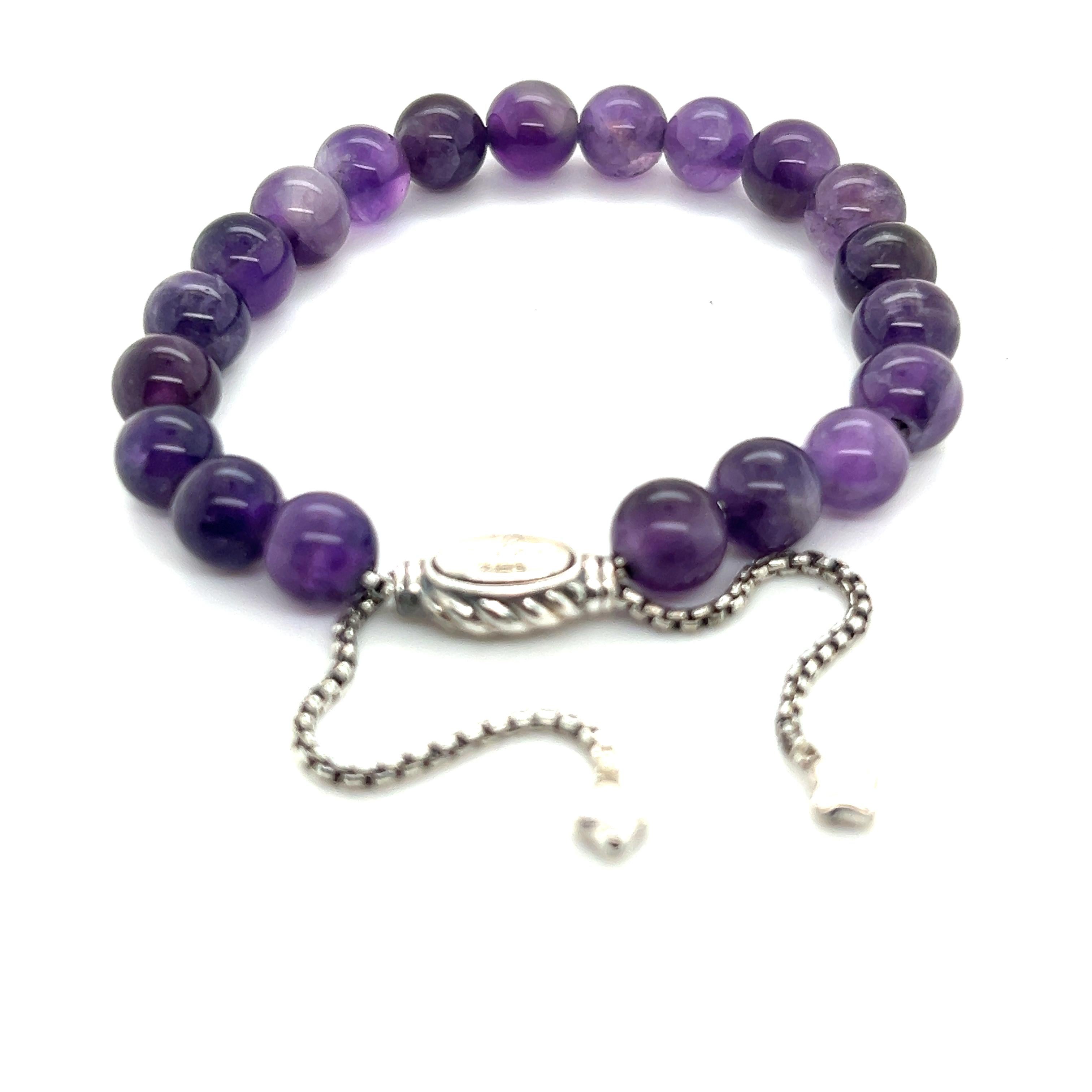 David Yurman Authentic Estate Amethyst Spiritual Beads Bracelet 6.6 - 8.5