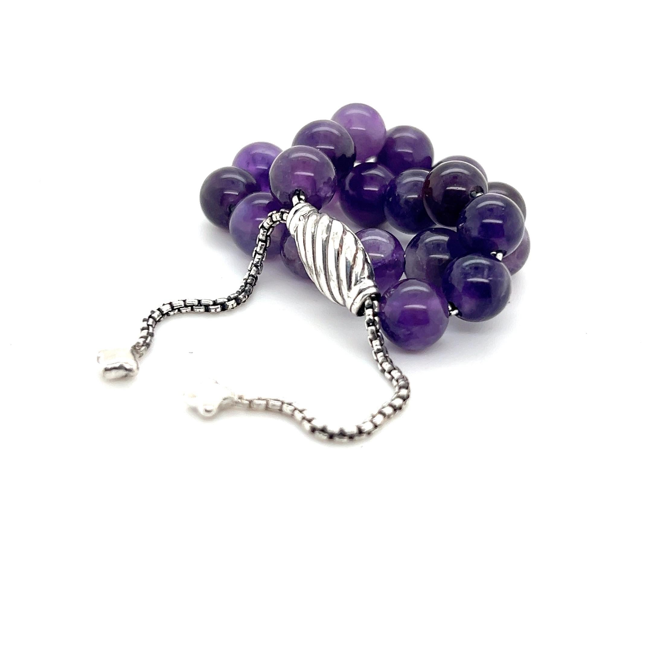 David Yurman Authentic Estate Amethyst Spiritual Beads Bracelet 6.6 - 8.5