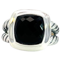 David Yurman Authentic Estate Black Onyx Albion Ring 7.5 Silver 11 mm