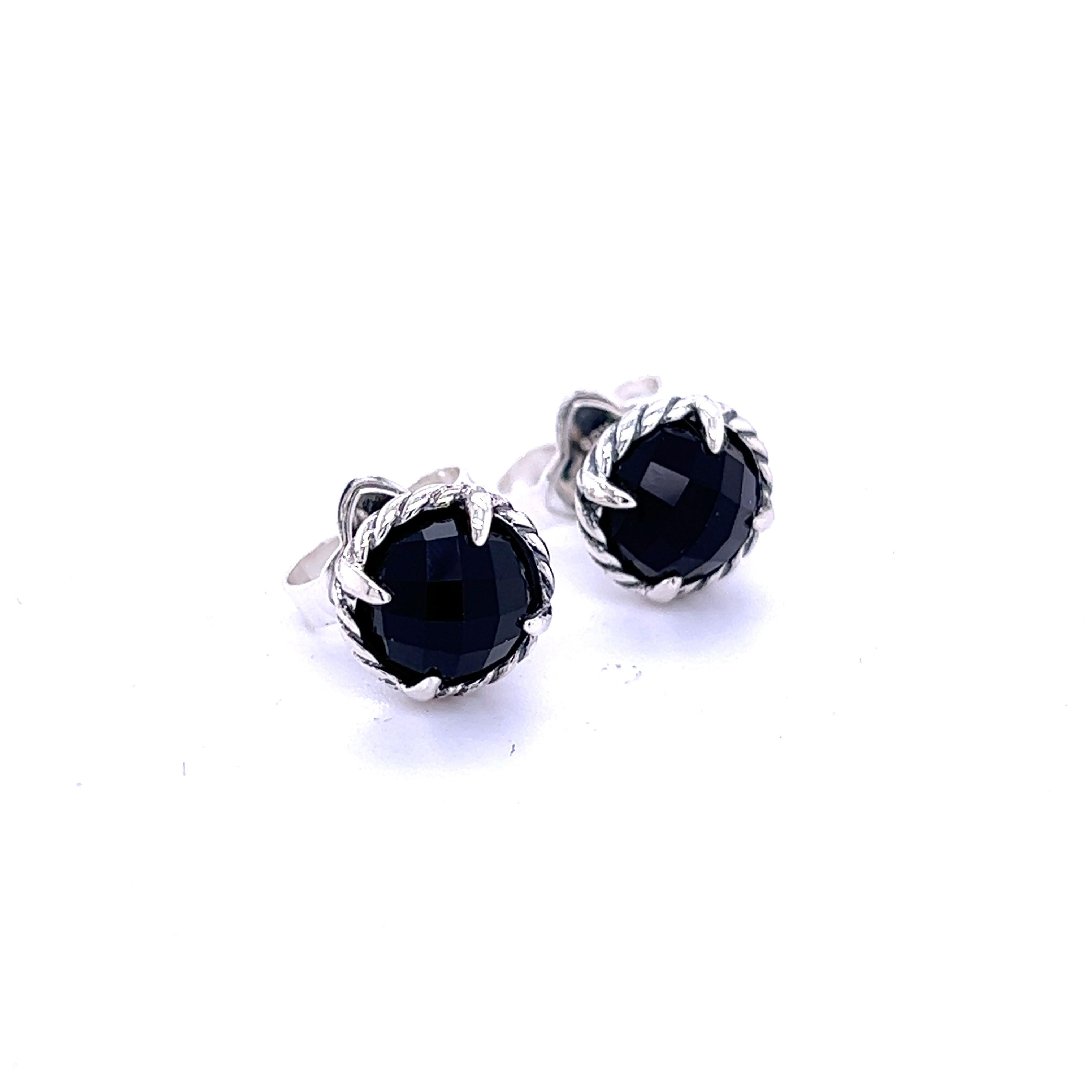 David Yurman Authentic Estate Black Orquid Chantelaine Earrings Silver For Sale 1