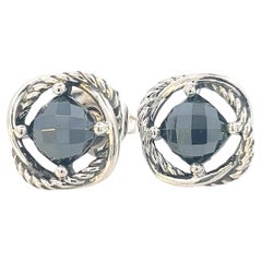 Retro David Yurman Authentic Estate Black Orquid Infinity Earrings 14k Gold Silver