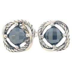 David Yurman Authentic Estate Black Orquid Infinity Earrings 14k Gold Silver