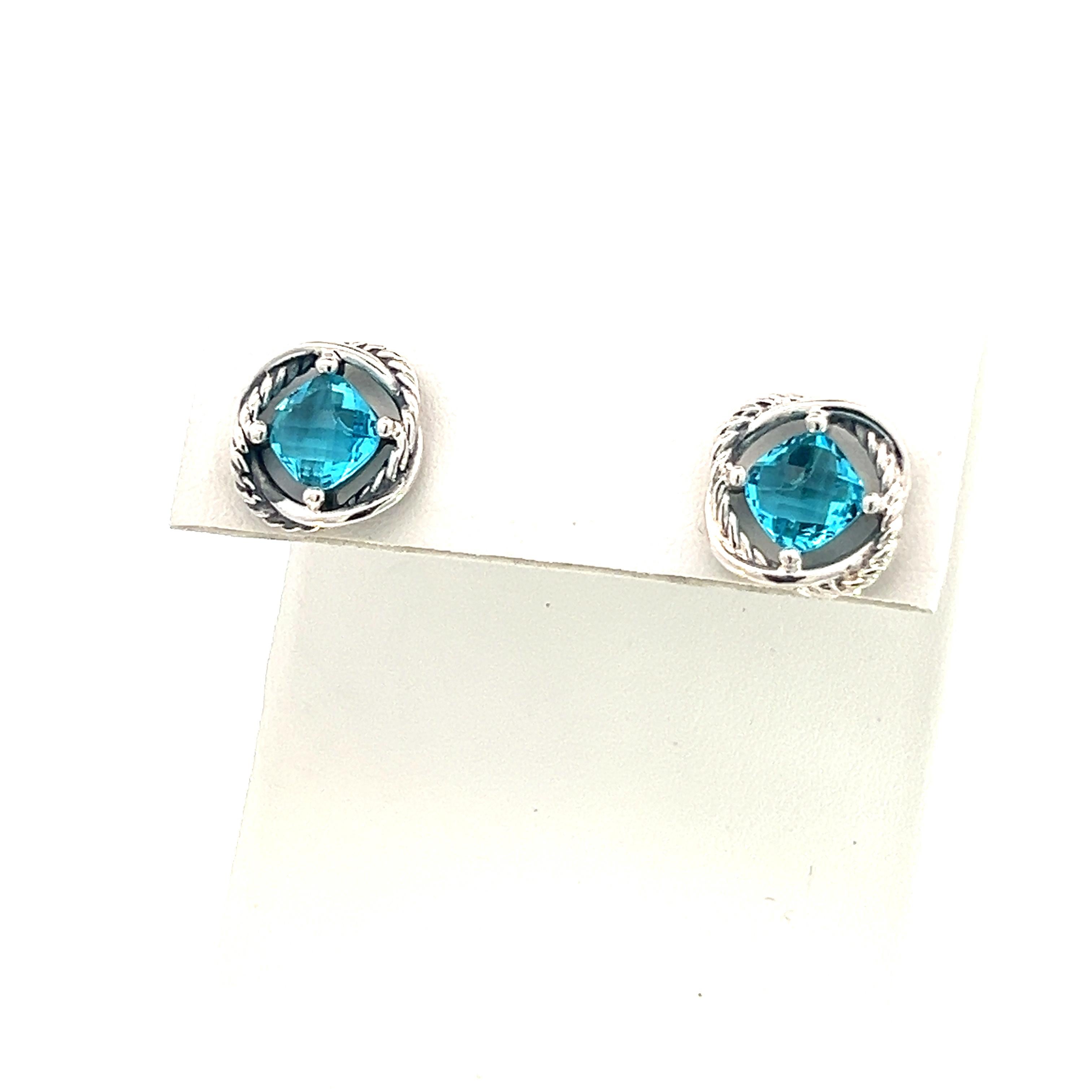 David Yurman Authentic Estate Blue Topaz Infinity Earrings Silver 1