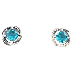 David Yurman Authentic Estate Blue Topaz Infinity Earrings Silver