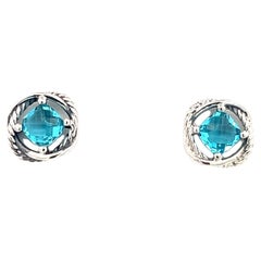David Yurman Authentic Estate Blue Topaz Infinity Earrings Silver
