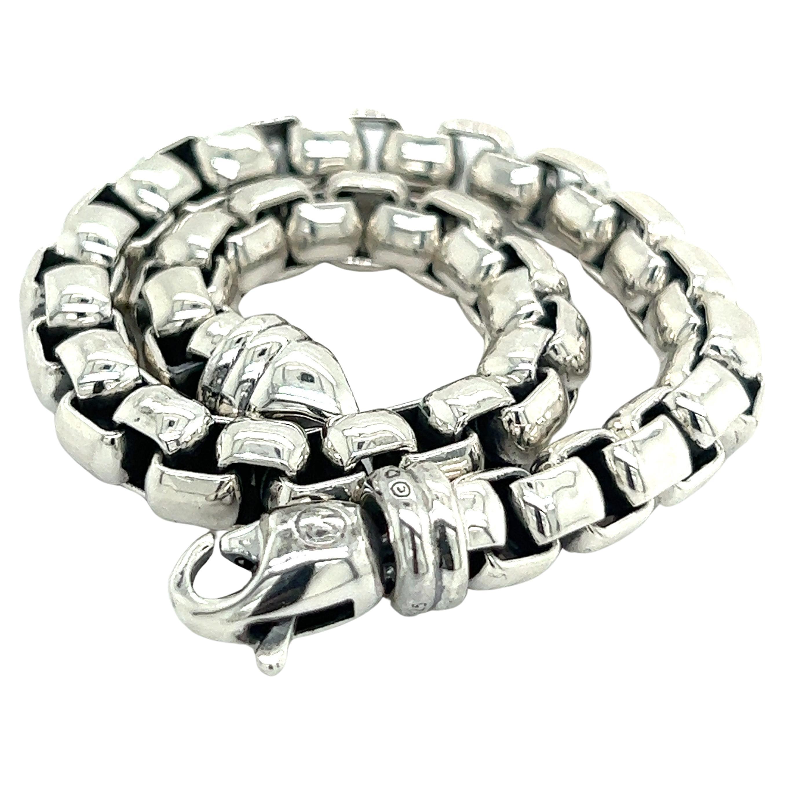 David Yurman Authentisches Nachlassschachtel-Armband 8,5" 7 mm Silber im Angebot