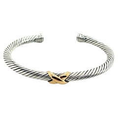 David Yurman Authentic Estate Cable Cuff Bangle 14k Gold Silver