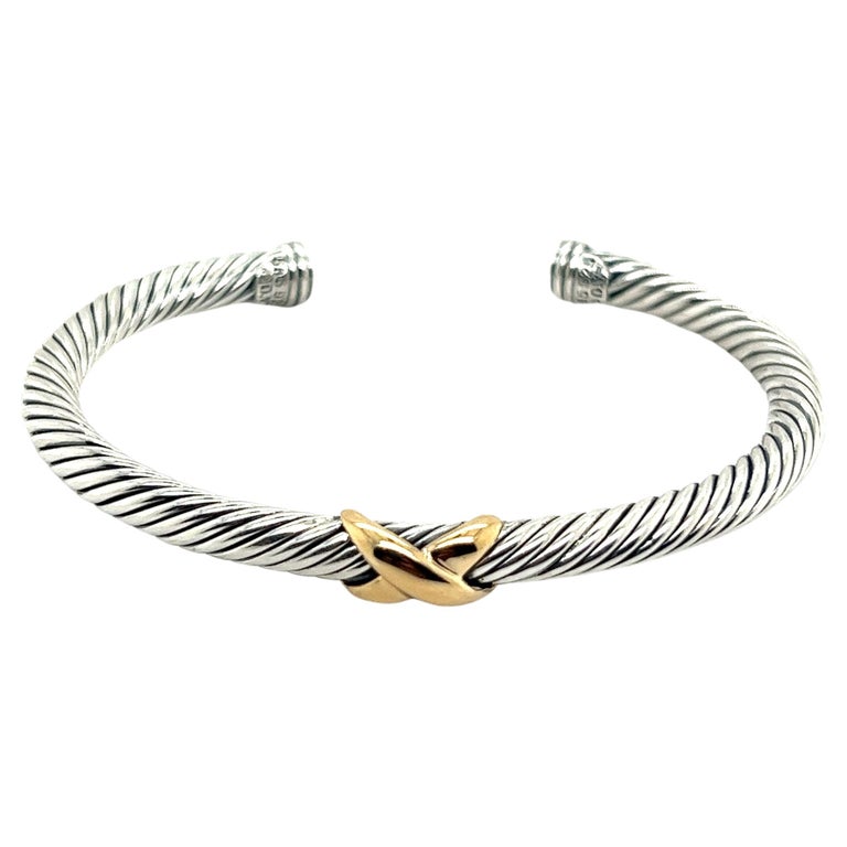 David Yurman Authentic Estate Cable Cuff Bangle 14k Gold Silver For