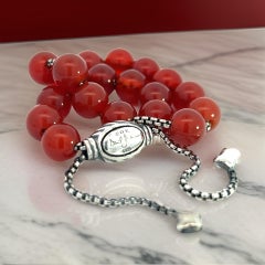 David Yurman Authentic Estate Carnelian Spiritual Beads Bracelet 6.6 - 8.5" (Bracelet de perles spirituelles en cornaline)