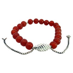 David Yurman Authentic Estate Carnelian Spiritual Beads Bracelet 6.6 - 8.5" (Bracelet de perles spirituelles en cornaline)